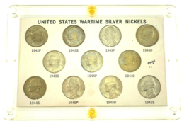 United States Wartime Silver Nickels 11 Coin Set Capital Holder C-1 Unci... - $3,194.14 MXN