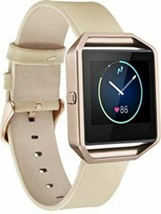 NEW Platinum Leather Band Stainless Steel Watch Strap Band Fitbit Blaze PT-FBBGL - £13.94 GBP