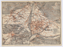 1910 Original Antique Map Of Bozen Bolzano And Vicinity / Austria / Italy - £25.22 GBP