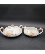 Antique c.1915 Haviland Limoges France Autumn Leaf Creamer &amp; Sugar Bowl Set - $27.06 CAD