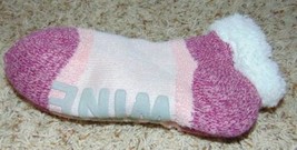 Womens Slipper Socks Pink Fuzzy Babba WINE TIME Low Cut Winter-size 9-11 - £7.00 GBP