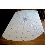 Embroidered White &amp; Blue Tablecloth With 11 Napkin Doily Blue Snowflakes... - £59.31 GBP