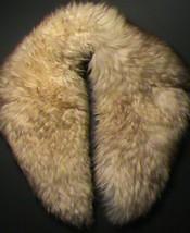 Real genuine lamb sheep fur collar detachable 37&quot; large beige tan lined ... - £118.03 GBP