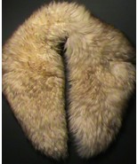 Real genuine lamb sheep fur collar detachable 37&quot; large beige tan lined ... - £119.75 GBP