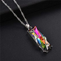 Rainbow Stone Tree Of Life Pendant Necklace For Women Men Long Chain  Crystal Gl - $12.33