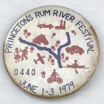 Princeton Rum River Festival 1979 Vintage Pin Button Vendor Badge Number... - $9.95