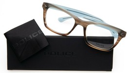 New Police Zippy V1866 Achm Brown Blue Eyeglasses Glasses W/ Case 50mm Italy - $97.98