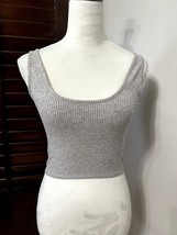 Open Edit Womens Crop Top Gray Marled Knit Sleeveless Scoop Neck Stretch... - £14.78 GBP