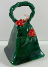 Vintage Christmas Lefton Holly Berry Ceramic Bell Green Japan 3.5  X 2 .25 - $23.75