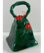 Vintage Christmas Lefton Holly Berry Ceramic Bell Green Japan 3.5  X 2 .25 - $23.75