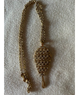 Monet Raging Seas necklace w chain, 26&quot; gold tone articulated, signed, e... - $89.99