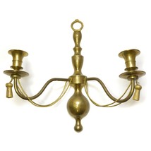 Solid Brass 2 Leg Wall Candle Holder Tassel &amp; Rope Handcrafted India 13&quot; Vintage - £23.71 GBP
