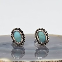 Southwestern 925 Sterling Silver - Oval Turquoise Stud Earrings - £23.91 GBP