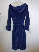 L.L. B EAN Men's Blue Hooded Polyester Velour Tie ROBE-S-WORN Couple TIMES-NICE - $34.00