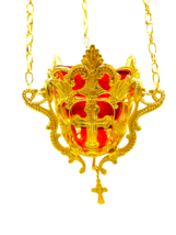 4.5&quot; Greek Orthodox Handing Chains Our Lady Vigil Oil Lamp 11.5cm - $53.88