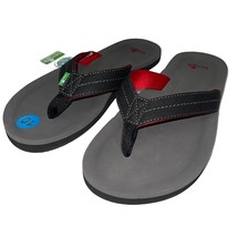 Sanuk Flip Flop Mens 10 Black Red Comfort Contoured Sandal Slipper Burm Yoga Mat - £40.76 GBP