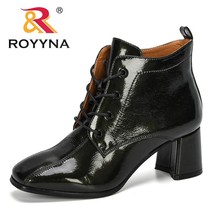 ROYYNA 2019 New Designer Women Boots Fashion Square Toe High Heels Women&#39;s Shoes - £42.10 GBP