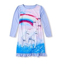 Girl&#39;s Rainbow Castle Unicorn Long-Sleeved Nightgown, Gown, Size 4 - $11.13