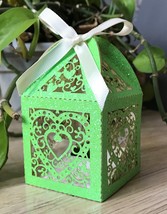 100pcs Glitter Green Laser Cut Wedding Favor Boxes,Small Macaron Box Dec... - $48.00