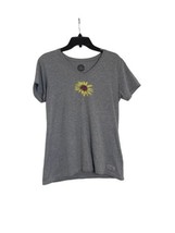 Women’s Life Is Good Gray Casual Sunflower Short Sleeve Tee Size Medium  - £11.40 GBP