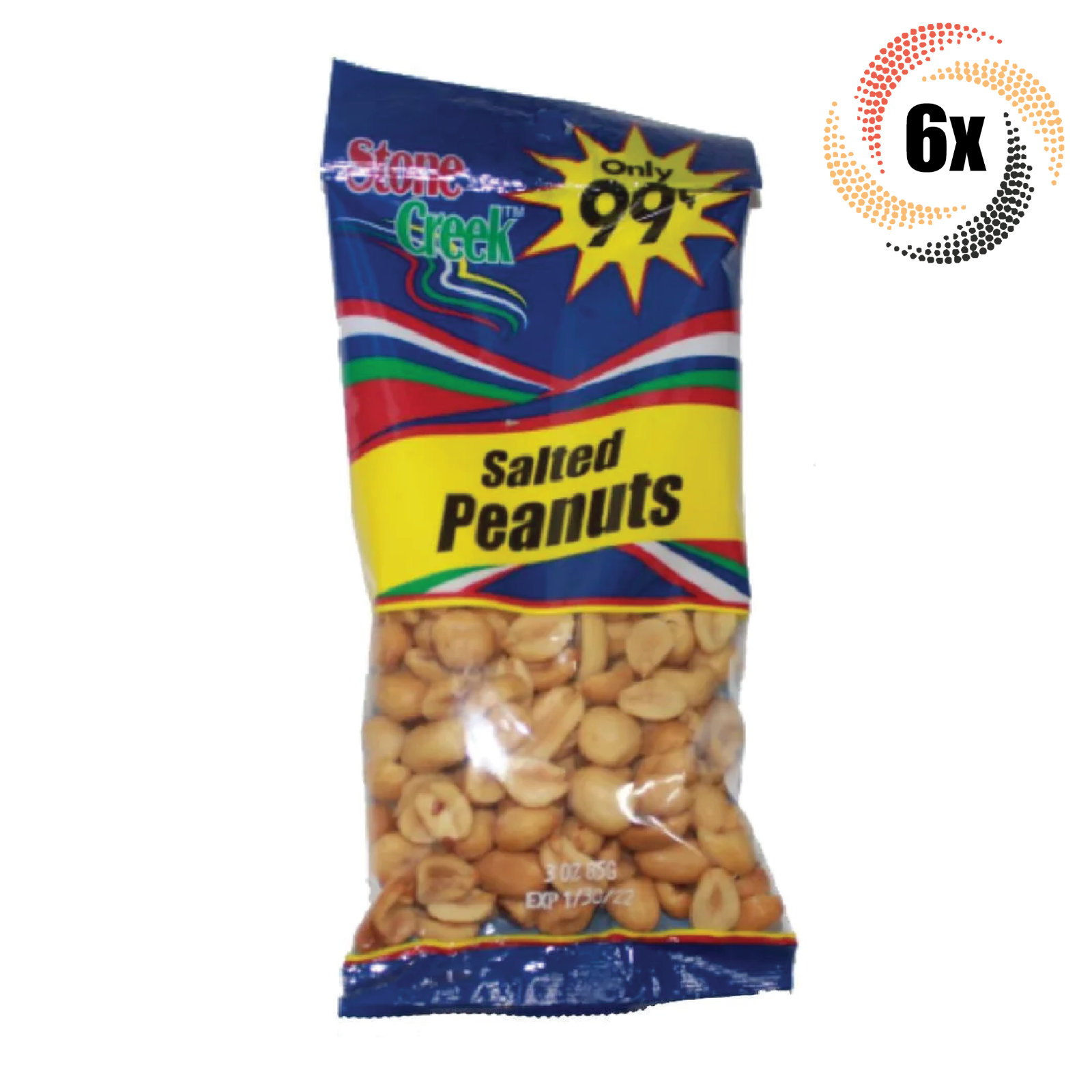 6x Bags Stone Creek High Quality Salted Peanuts | 3oz | Fast Shipping - $17.87