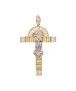 Real 10k Gold Lady Guadalupe Virgin Mary Cross Pendant Tri Color  Charm ... - £596.22 GBP