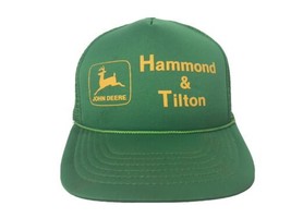 Vintage John Deere Trucker Hat Hammond &amp; Tilton Maine Foam Snapback Gree... - $25.20 CAD