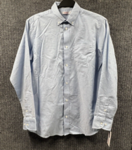 VTG IZOD Shirt Mens 18 Blue Regular Fit Long Sleeve Button Down Cotton NWT - $21.19
