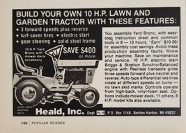 1977 Print Ad Heald Yard Bronc Build 10-HP Lawn Garden Tractor Benton Harbor,MI - £8.05 GBP