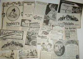 1906-11 Candy Chocolate Print Ads Lot Scrap Craft Whitman Chiclets Cocoa - £7.12 GBP