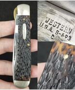 Vintage pocket knife WESTERN S-693 C jigged delrin large 7.5&quot; BEAUTIFUL ... - $59.99