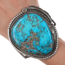 7&quot; Huge Native American silver and turquoise vintage cuff bracelet - $1,089.00