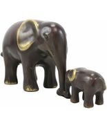 Ebros Brass Metal Safari Elephant Mother and Calf Bonding Scene Statue 9... - $204.86 CAD