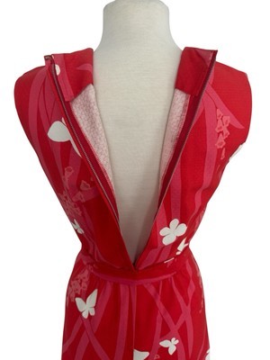 Vtg Malia Honolulu Maxi Dress Bright Pink White Butterfly Retro Tiki Boho Sz 8 Item image 8