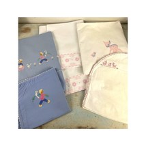 Vintage Baby Linens Lot 12 Embroidered Shams Highchair Covers Sheets Pillowcases - $37.05