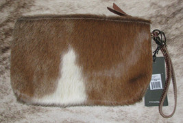 Myra Bags #0786 Leather/Hairon 11&quot;x1&quot;x7&quot; Pouch Cosmetic Bag Clutch~Wristlet~ - £24.28 GBP
