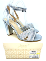 Jewel by Badgley Mischka Nicoline Evening Sandals- Silver Metallic, US 8M (USED) - £19.82 GBP