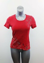 Northern Reflection Women&#39;s Floral Print T Shirt Size Medium Red Short Sleeve Te - £7.90 GBP