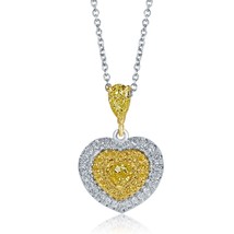 0.76 Carat Heart Shaped Art Deco Diamond Love Pendant Necklace 14k White Gold - £1,515.30 GBP