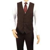 Men's Renoir Suit Vest V-neck Adjustable Strap 5Button 201-5 Brown image 2