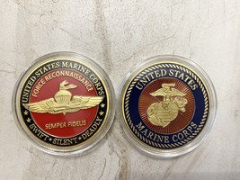 U.S. Marine Corps Force Reconnaissance Semper Fidelis Swift Silent Deadly Coin - £12.34 GBP