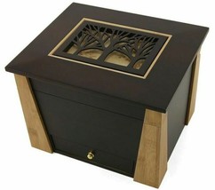 Large/Adult 200 Cubic In. Wood Craftsman Style Memory Chest Cremation Urn w/Tree - £375.01 GBP