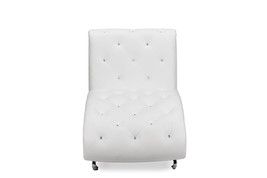 Monte White Faux Leather Upholstered Crystal Button Tufted Chaise - $687.00