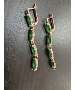 585 14K RG Stamped Green Rain Drop Dangle Stud Earrings - $56.83 CAD