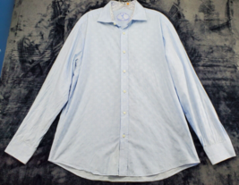 BUGATCHI Dress Shirt Mens Size Large Blue Check 100% Cotton Collared But... - £12.29 GBP