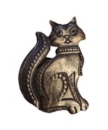 Vintage Intricate Detail Newpro Siamese Cat Kitten Pewter Metal Brooch Pin - £7.43 GBP