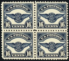 C5, Mint VF NH 16¢ Block of Four Airmail Stamps CV $480 * Stuart Katz - £215.12 GBP