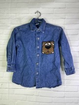 VTG Warner Bros Store Scooby Doo Denim Jean Button Down Shirt Youth Kids... - £22.20 GBP