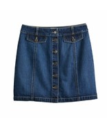 SO® Denim Skirt Button Mini Skirt Dark Wash Women&#39;s JR Sz 1/25W NWT MSRP$38 - $23.14