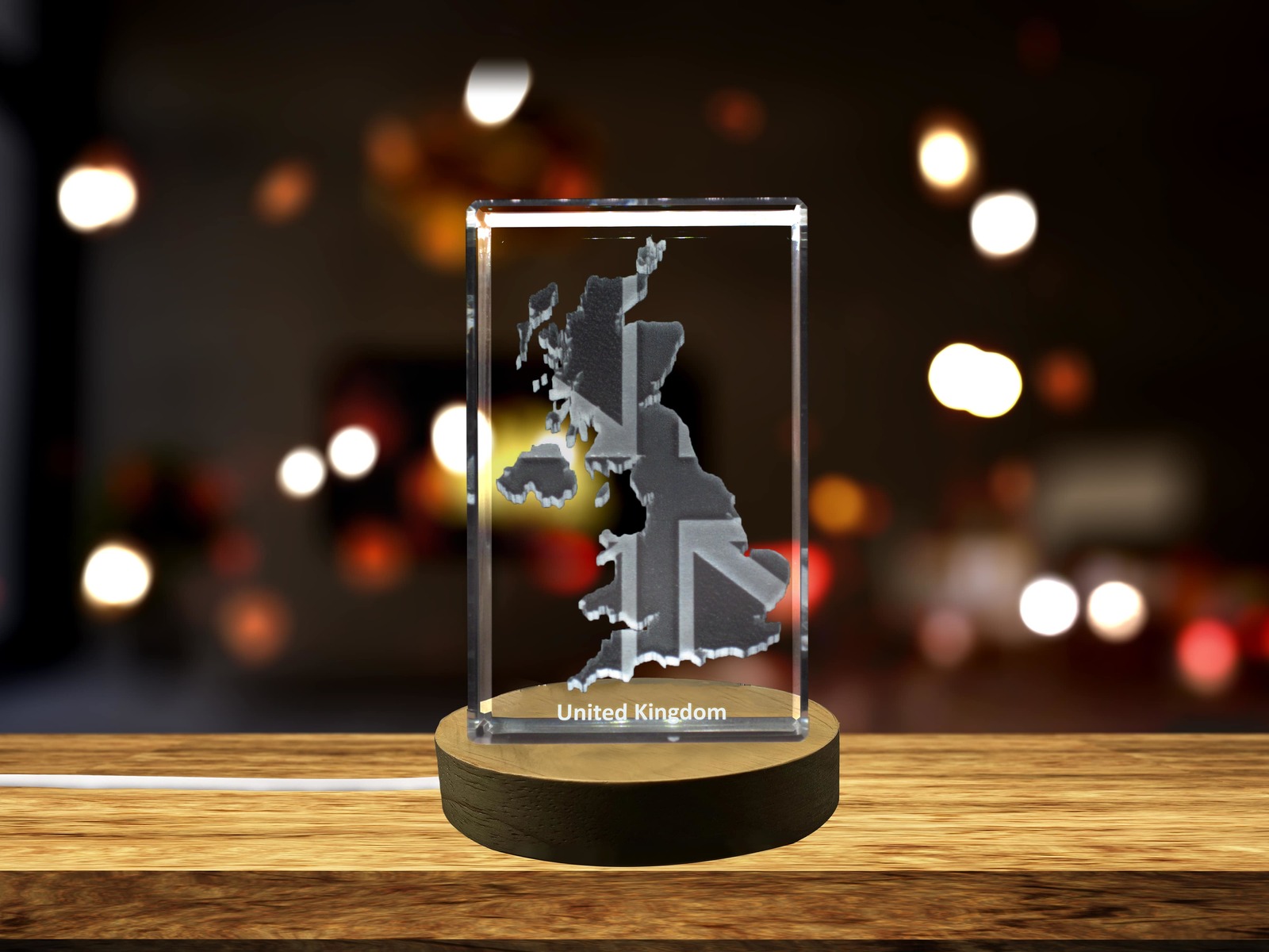 LED Base included |  United Kingdom 3D Engraved Crystal 3D Engraved Crystal
